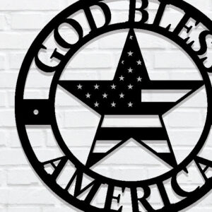 Intra απο ξύλο plywood 3mm-4mm πάχος - God Bless America, Patriotic Metal Sign Δίασταση 3600x3600 cm INTRAFABR-99390094
