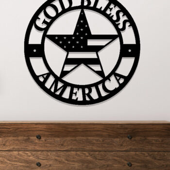 Intra απο ξύλο plywood 3mm-4mm πάχος - God Bless America, Patriotic Metal Sign Δίασταση 3600x3600 cm INTRAFABR-99390094 - Image 2