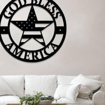 Intra απο ξύλο plywood 3mm-4mm πάχος - God Bless America, Patriotic Metal Sign Δίασταση 3600x3600 cm INTRAFABR-99390094 - Image 3