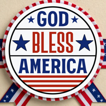 Intra απο ξύλο plywood 3mm-4mm πάχος - Ο Θεός να ευλογεί την Αμερική Στρογγυλή πινακίδα με λέιζερ Δίασταση 4x4 cm INTRAFABR-123524240 - Image 1