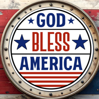 Intra απο ξύλο plywood 3mm-4mm πάχος - Ο Θεός να ευλογεί την Αμερική Στρογγυλή πινακίδα με λέιζερ Δίασταση 4x4 cm INTRAFABR-123524240 - Image 7