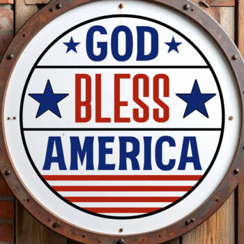 Intra απο ξύλο plywood 3mm-4mm πάχος - Ο Θεός να ευλογεί την Αμερική Στρογγυλή πινακίδα με λέιζερ Δίασταση 4x4 cm INTRAFABR-123524240 - Image 9