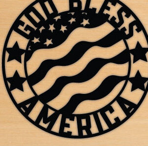 Intra απο ξύλο plywood 3mm-4mm πάχος - God Bless American Flag Wall Art Laser Δίασταση 40x50 cm INTRAFABR-69884898