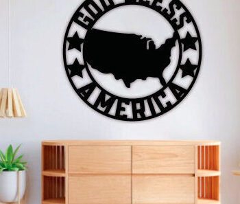 Intra απο ξύλο plywood 3mm-4mm πάχος - God Bless American Map Wall Art Laser Δίασταση 40x50 cm INTRAFABR-69885122 - Image 2