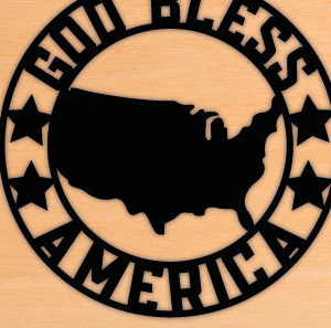 Intra απο ξύλο plywood 3mm-4mm πάχος - God Bless American Map Wall Art Laser Δίασταση 40x50 cm INTRAFABR-69885122