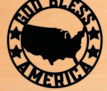 Intra απο ξύλο plywood 3mm-4mm πάχος - God Bless American Map Wall Art Laser Δίασταση 40x50 cm INTRAFABR-69885122 - Image 1