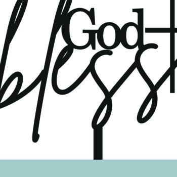 Intra απο ξύλο plywood 3mm-4mm πάχος - God Bless Cake Topper Δίασταση 30x20 cm INTRAFABR-102080660 - Image 1