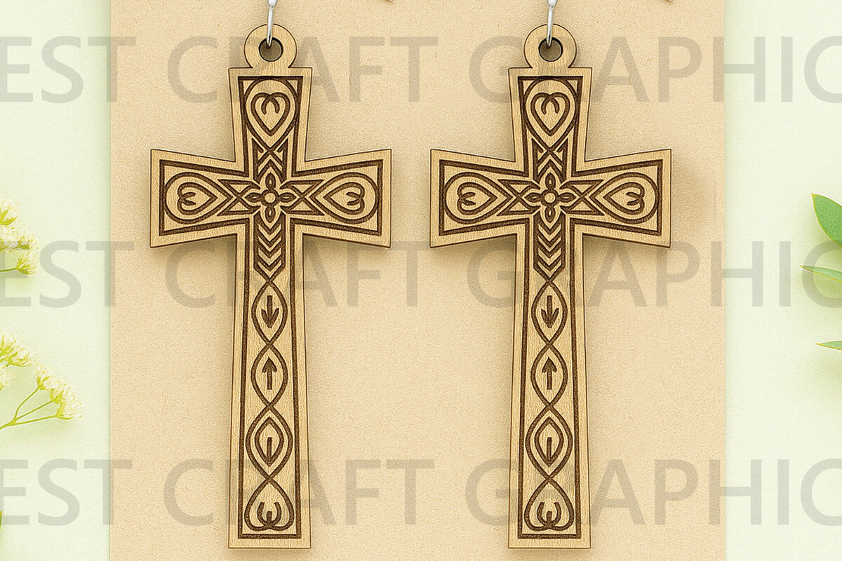 Intra απο ξύλο plywood 3mm-4mm πάχος - God is Love Earrings – Σχέδιο ξύλου Δίασταση 3x3 cm INTRAFABR-124681786