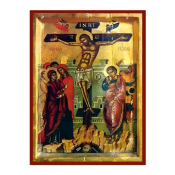 Εικόνα Ορθοδοξίας με περίγραμμα χρυσό σε ξύλο Φλαμουρίας με βάση Εικόνα Σταύρωση του Χριστού Χειροποίητη Ελληνορθόδοξη , Κρεμαστή πλάκα βυζαντινής τέχνης, χριστιανική τέχνη Διάσταση 10x7 cm (3,9 x 2,8 ίντσες) INTRAEK-670795 - Image 1