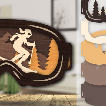 Intra απο ξύλο plywood 3mm-4mm πάχος - Goggles Ski Scene Lasered Wall Art Laser Δίασταση 40x50 cm INTRAFABR-112322088 - Image 1