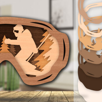 Intra απο ξύλο plywood 3mm-4mm πάχος - Goggles Ski Scene Lasered Wall Art Laser Δίασταση 40x50 cm INTRAFABR-112322127 - Image 1