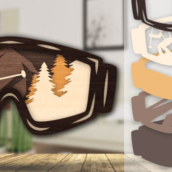 Intra απο ξύλο plywood 3mm-4mm πάχος - Goggles Ski Scene Lasered Wall Art Laser Δίασταση 40x50 cm INTRAFABR-112322173 - Image 2