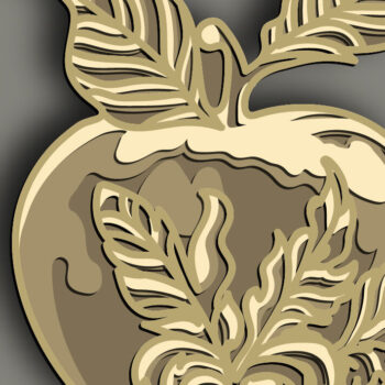 Intra απο ξύλο plywood 3mm-4mm πάχος - Golden Apple Multilayer /3D Layered Δίασταση 30x20 cm INTRAFABR-64464382 - Image 1