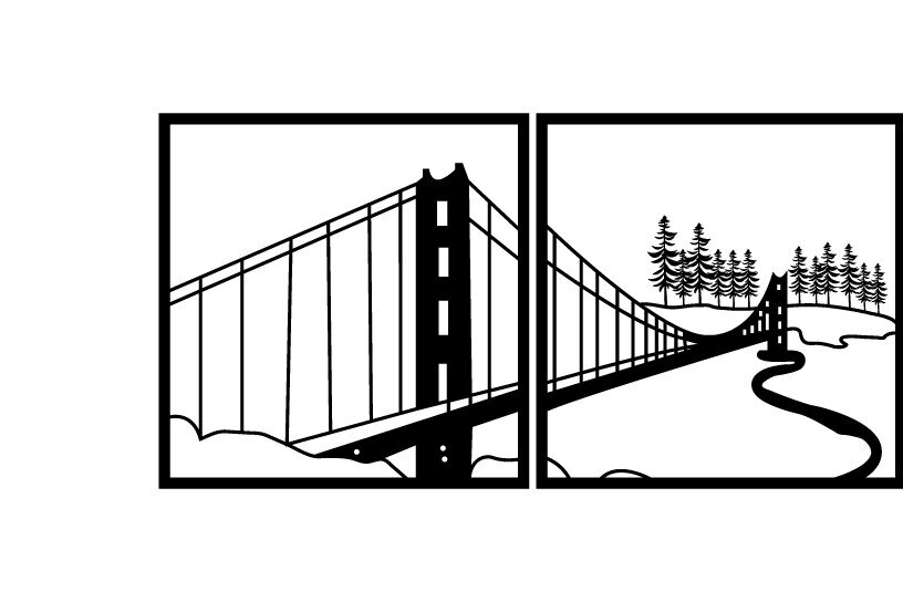 Intra απο ξύλο plywood 3mm-4mm πάχος - Golden Gate Bridge Metal Wall Art DXF Δίασταση 40x50 cm INTRAFABR-104369798