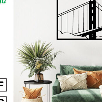 Intra απο ξύλο plywood 3mm-4mm πάχος - Golden Gate Bridge Metal Wall Art DXF Δίασταση 40x50 cm INTRAFABR-104369798 - Image 3