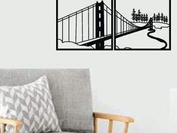 Intra απο ξύλο plywood 3mm-4mm πάχος - Golden Gate Bridge Metal Wall Art DXF Δίασταση 40x50 cm INTRAFABR-104369798 - Image 4