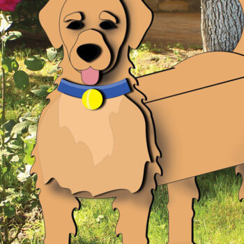 Intra απο ξύλο plywood 3mm-4mm πάχος - Θήκη γλαστρών Golden Retriever Planter Dog Δίασταση 20x20 cm INTRAFABR-103588990 - Image 1