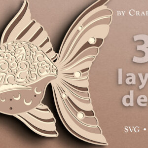 Intra απο ξύλο plywood 3mm-4mm πάχος - Χρυσόψαρο τρισδιάστατο πρότυπο κοπής με λέιζερ Δίασταση 30x20 cm INTRAFABR-14620826