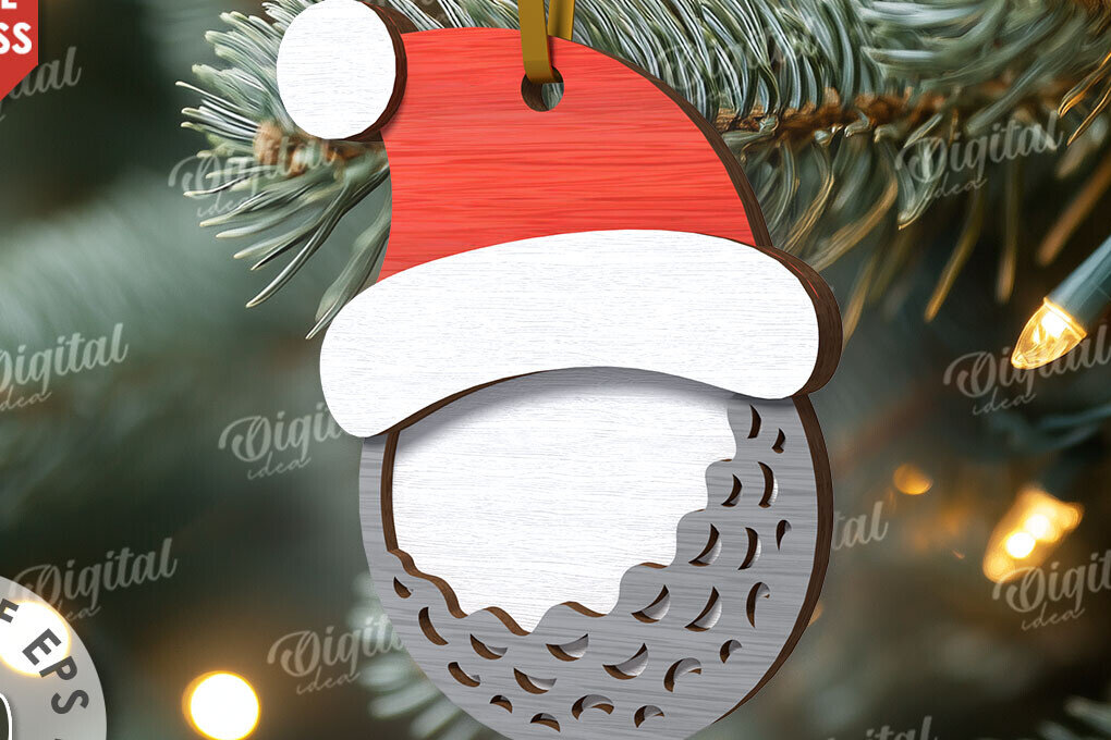 Intra απο ξύλο plywood 3mm-4mm πάχος - Αθλητικό Χριστουγεννιάτικο Στολίδι Μπάλα Γκολφ  Δίασταση 6x6 cm INTRAFABR-110767258