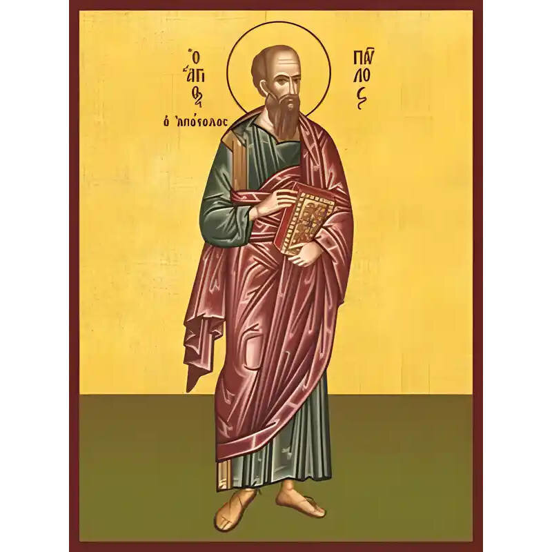 Εικόνα Ορθοδοξίας με περίγραμμα χρυσό σε ξύλο Φλαμουρίας  με  βάση Εικόνα ΑΓΙΟΣ ΑΠΟΣΤΟΛΟΣ ΠΑΥΛΟΣ, ΟΛΟΣΩΜΟΣ Χειροποίητη Ελληνορθόδοξη εικόνα του Ιησού Χριστού, Κρεμαστή πλάκα βυζαντινής τέχνης, χριστιανική τέχνη Διάσταση 40x30 cm (10,2x7,9 ίντσες)  INTRAEK-1447757865024