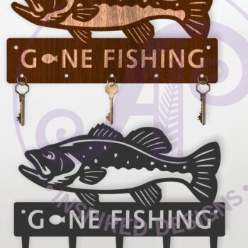 Intra απο ξύλο plywood 3mm-4mm πάχος - Gone Fishing Bass Fish Σχέδιο κλειδαριάς Δίασταση 30x20 cm INTRAFABR-119085908 - Image 1