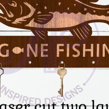 Intra απο ξύλο plywood 3mm-4mm πάχος - Gone Fishing Bass Fish Σχέδιο κλειδαριάς Δίασταση 30x20 cm INTRAFABR-119085908 - Image 2