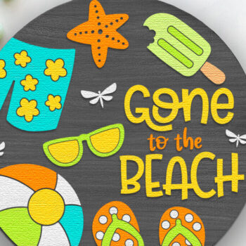 Intra απο ξύλο plywood 3mm-4mm πάχος - Gone to the Beach , Summer Door Sign Δίασταση 10x10 cm INTRAFABR-122009915 - Image 1