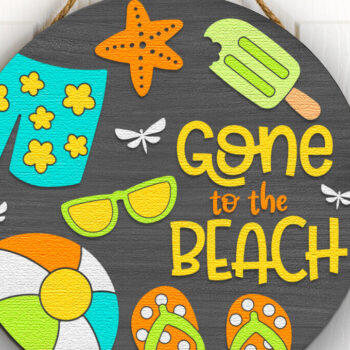 Intra απο ξύλο plywood 3mm-4mm πάχος - Gone to the Beach , Summer Door Sign Δίασταση 10x10 cm INTRAFABR-122009915 - Image 2