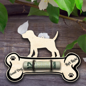 Intra απο ξύλο plywood 3mm-4mm πάχος - Κάτοχος χρημάτων Good Dog Bark Bucks Δίασταση 20x20 cm INTRAFABR-49608496