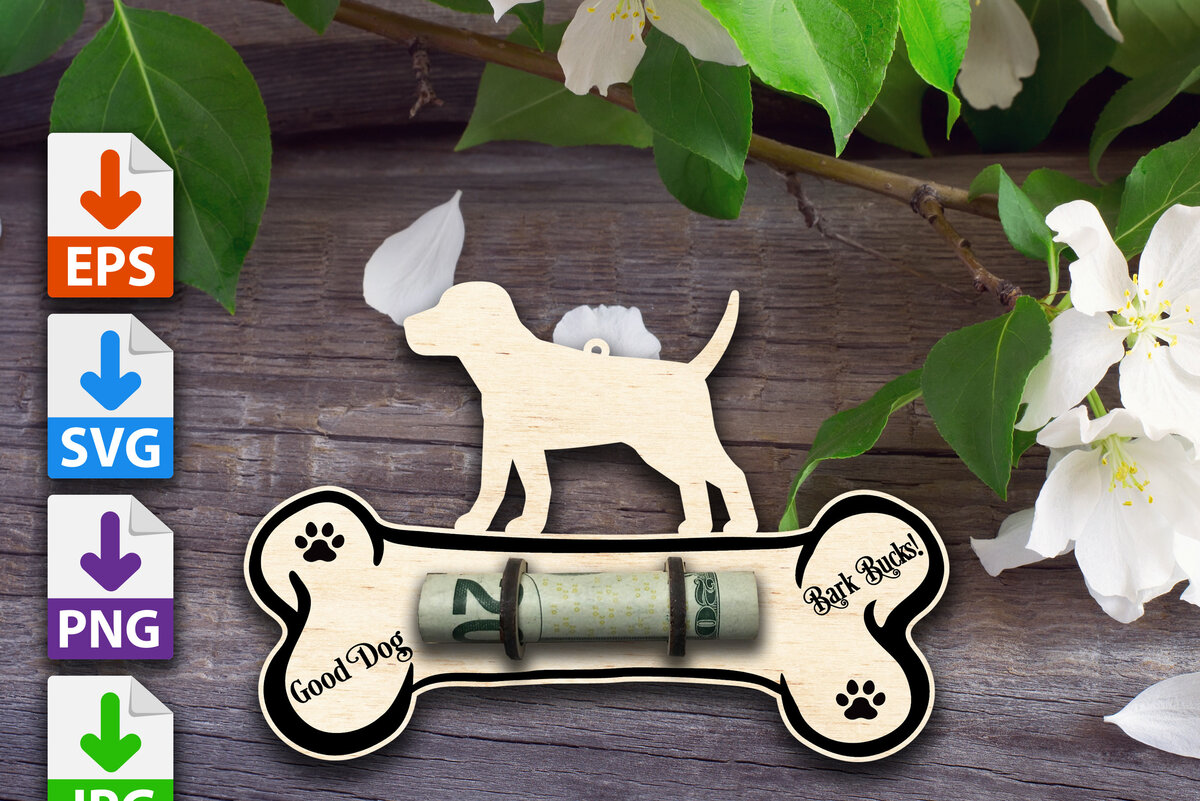 Intra απο ξύλο plywood 3mm-4mm πάχος - Κάτοχος χρημάτων Good Dog Bark Bucks Δίασταση 20x20 cm INTRAFABR-49608496