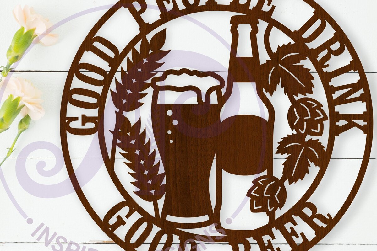 Intra απο ξύλο plywood 3mm-4mm πάχος - Καλοί άνθρωποι πίνουν καλή μπύρα Τέχνη τοίχου Δίασταση 40x50 cm INTRAFABR-113411489