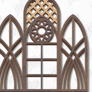 Intra απο ξύλο plywood 3mm-4mm πάχος - Γοτθικό πλαίσιο παραθύρου | Γοτθικό στυλ | CNC Δίασταση 20x25 cm INTRAFABR-113772733