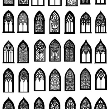 Intra απο ξύλο plywood 3mm-4mm πάχος - Πακέτο σχεδίων γοτθικής κοπής παραθύρων με λέιζερ Δίασταση 40x50 cm INTRAFABR-116753736 - Image 2