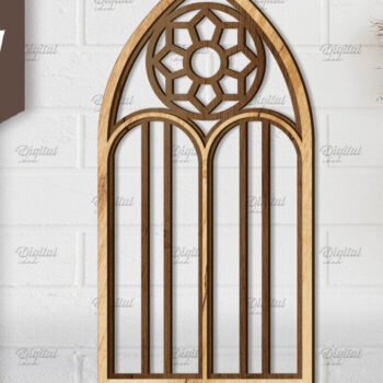 Intra απο ξύλο plywood 3mm-4mm πάχος - Γοτθικό Παράθυρο . Τοξωτό πλαίσιο παραθύρου Δίασταση 20x25 cm INTRAFABR-87121569 - Image 1