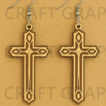 Intra απο ξύλο plywood 3mm-4mm πάχος - Ξύλινα σκουλαρίκια Grace Cross Δίασταση 3x3 cm INTRAFABR-124682484 - Image 1