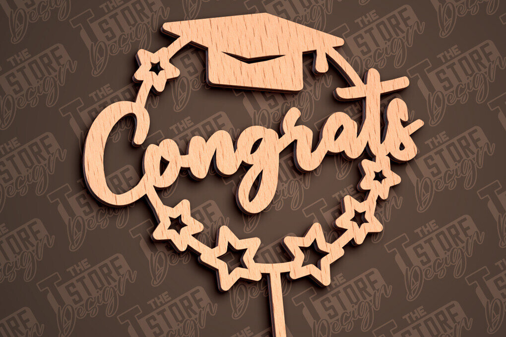 Intra απο ξύλο plywood 3mm-4mm πάχος - Αποφοίτηση Topper Cake Laser Cut | CNC Δίασταση 30x20 cm INTRAFABR-93165039