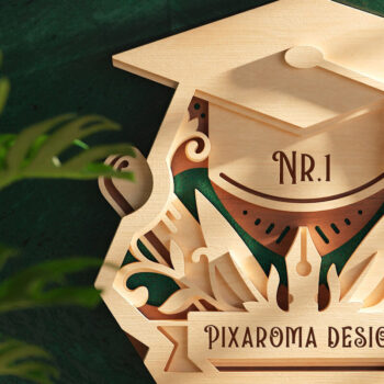 Intra απο ξύλο plywood 3mm-4mm πάχος - Graduation Cap Wall Art 3D Layered  Δίασταση 40x50 cm INTRAFABR-64585817 - Image 4