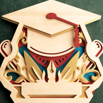 Intra απο ξύλο plywood 3mm-4mm πάχος - Graduation Cap Wall Art 3D Layered  Δίασταση 40x50 cm INTRAFABR-64585817 - Image 6
