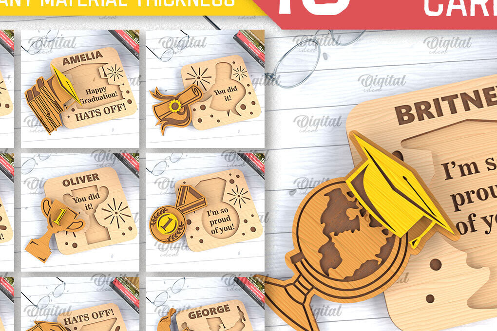 Intra απο ξύλο plywood 3mm-4mm πάχος - Κάρτες αποφοίτησης Πακέτο κοπής με λέιζερ Δίασταση 30x20 cm INTRAFABR-94769017