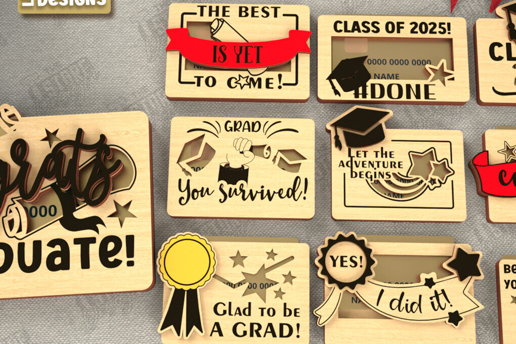 Intra απο ξύλο plywood 3mm-4mm πάχος - Πακέτο κατόχων δωροκαρτών αποφοίτησης |CNC Δίασταση 10x15 cm INTRAFABR-118676782