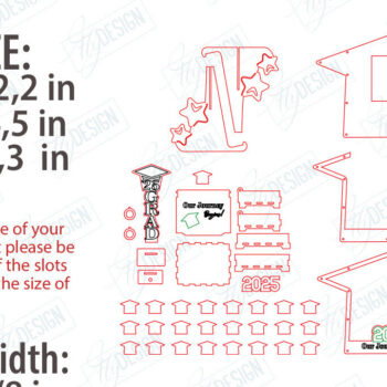 Intra απο ξύλο plywood 3mm-4mm πάχος - Πακέτο βιβλίου επισκεπτών αποφοίτησης | Grad 2025 Δίασταση 20x20 cm INTRAFABR-118951508 - Image 2