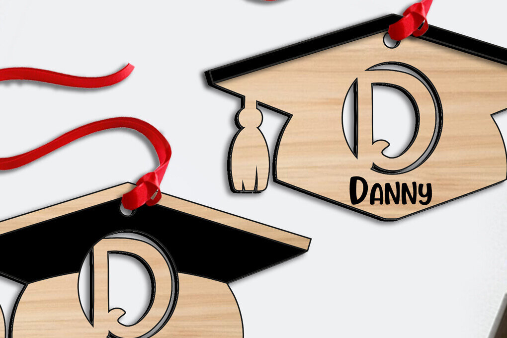 Intra απο ξύλο plywood 3mm-4mm πάχος - Στολίδι γράμματος D αποφοίτησης με λέιζερ Δίασταση 6x6 cm INTRAFABR-115843463