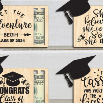Intra απο ξύλο plywood 3mm-4mm πάχος - Κάτοχος κάρτας Graduation Money Card 2024  Δίασταση 20x20 cm INTRAFABR-99345401 - Image 1