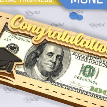 Intra απο ξύλο plywood 3mm-4mm πάχος - Graduation Money Holder Laser Cut Δίασταση 30x20 cm INTRAFABR-96290322 - Image 1