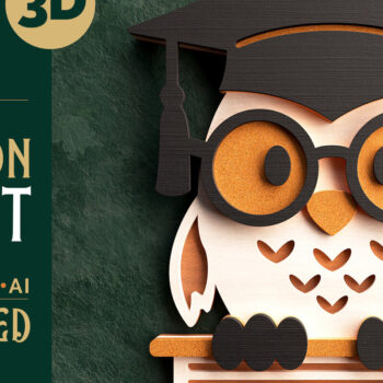 Intra απο ξύλο plywood 3mm-4mm πάχος - αποκοπής 3D Layered Owl Graduation Owl Δίασταση 4x4 cm INTRAFABR-66403837 - Image 1