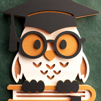 Intra απο ξύλο plywood 3mm-4mm πάχος - αποκοπής 3D Layered Owl Graduation Owl Δίασταση 4x4 cm INTRAFABR-66403837 - Image 2
