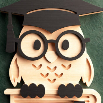 Intra απο ξύλο plywood 3mm-4mm πάχος - αποκοπής 3D Layered Owl Graduation Owl Δίασταση 4x4 cm INTRAFABR-66403837 - Image 3