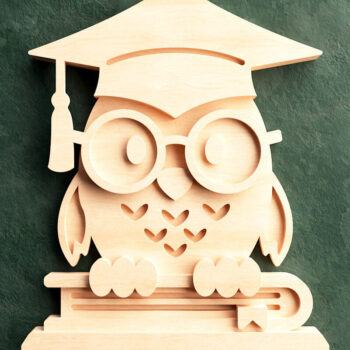 Intra απο ξύλο plywood 3mm-4mm πάχος - αποκοπής 3D Layered Owl Graduation Owl Δίασταση 4x4 cm INTRAFABR-66403837 - Image 4