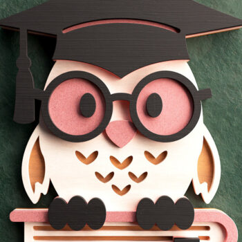 Intra απο ξύλο plywood 3mm-4mm πάχος - αποκοπής 3D Layered Owl Graduation Owl Δίασταση 4x4 cm INTRAFABR-66403837 - Image 6