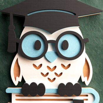 Intra απο ξύλο plywood 3mm-4mm πάχος - αποκοπής 3D Layered Owl Graduation Owl Δίασταση 4x4 cm INTRAFABR-66403837 - Image 7